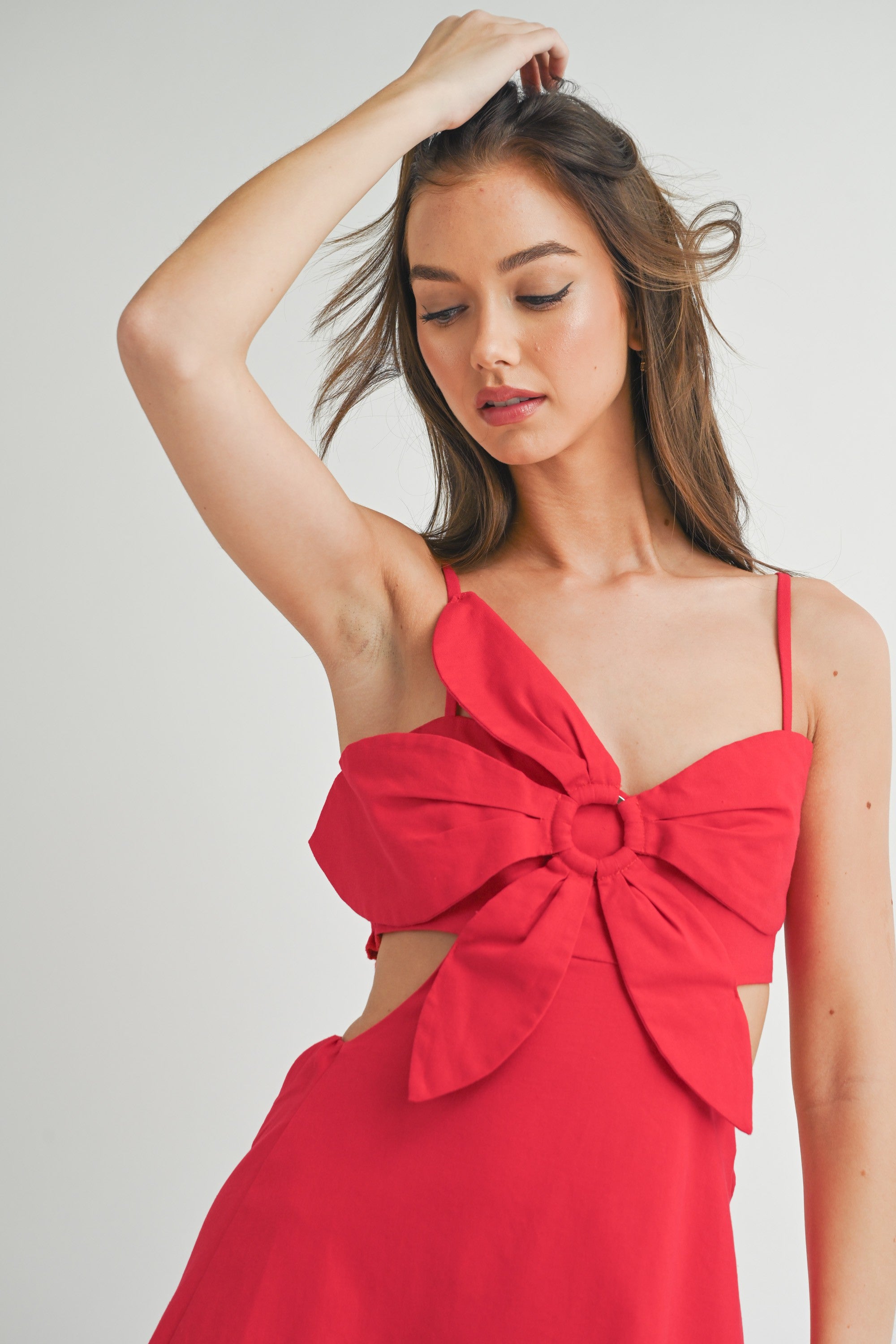 Red Flower Top Sleeveless Mini Dress