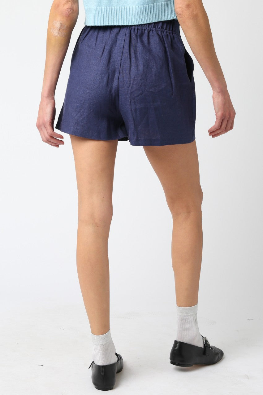 Navy Jolie Linen Shorts