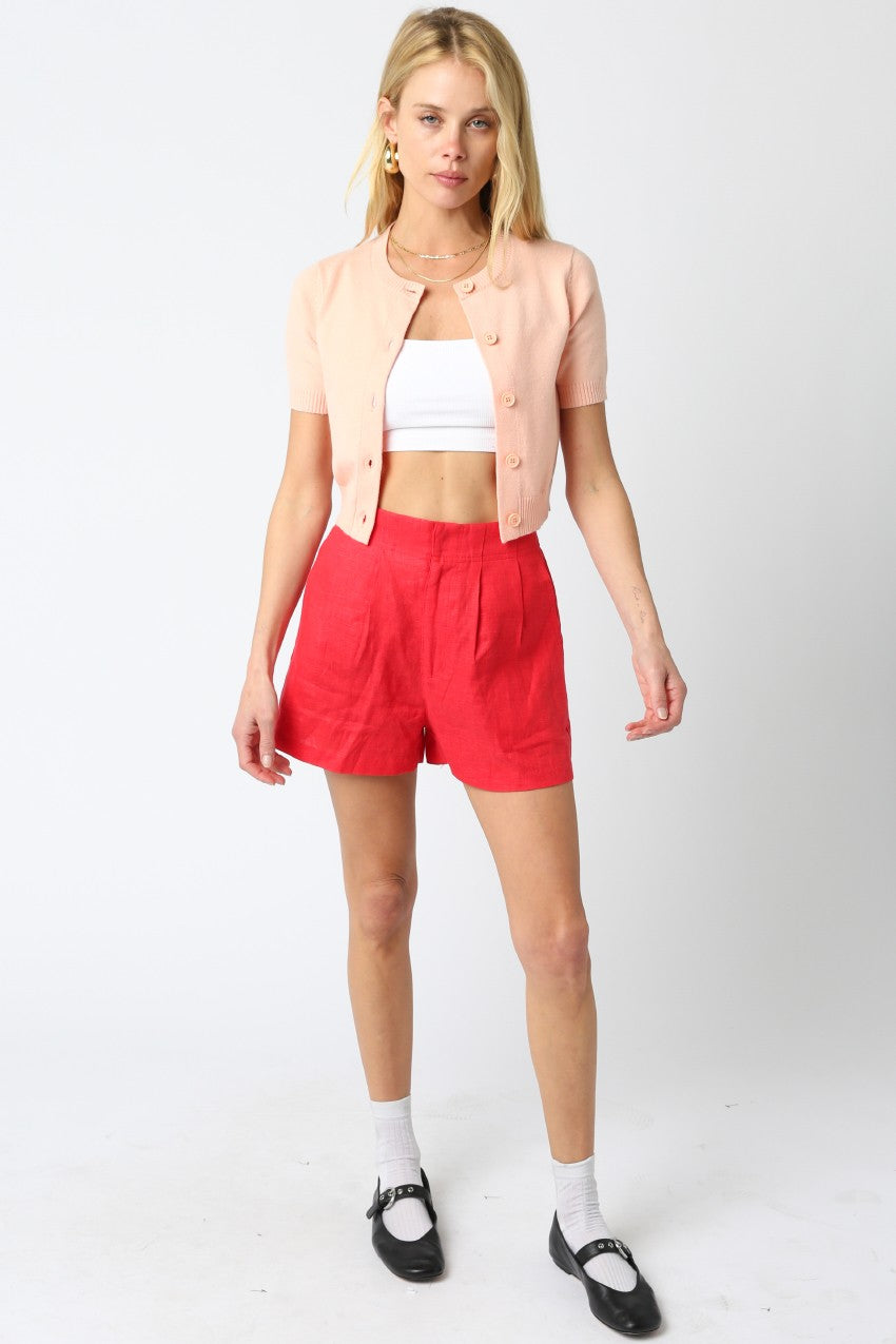 Red Jolie Linen Shorts