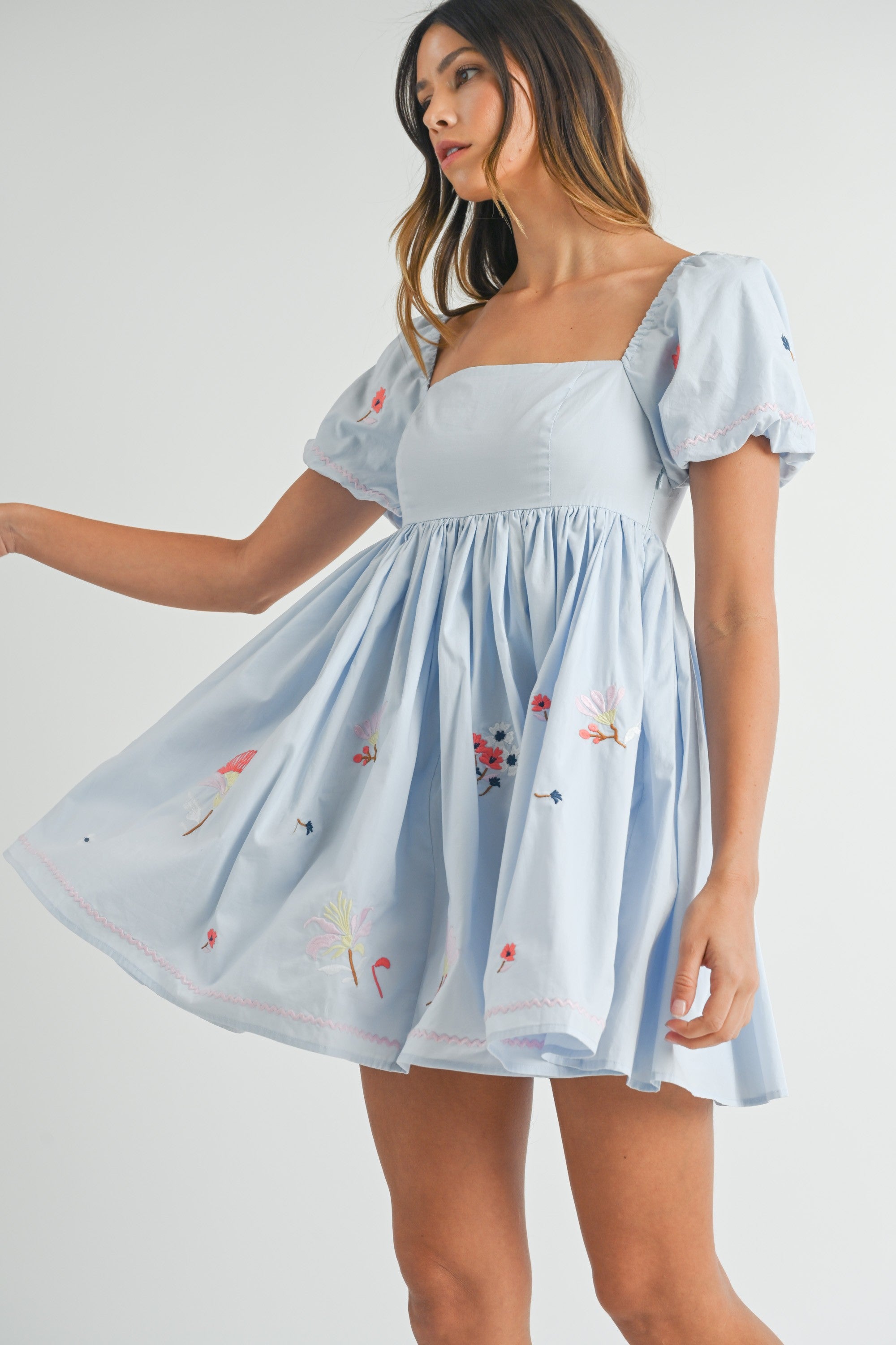 Embroidered Babydoll Mini Dress | Collective Request 