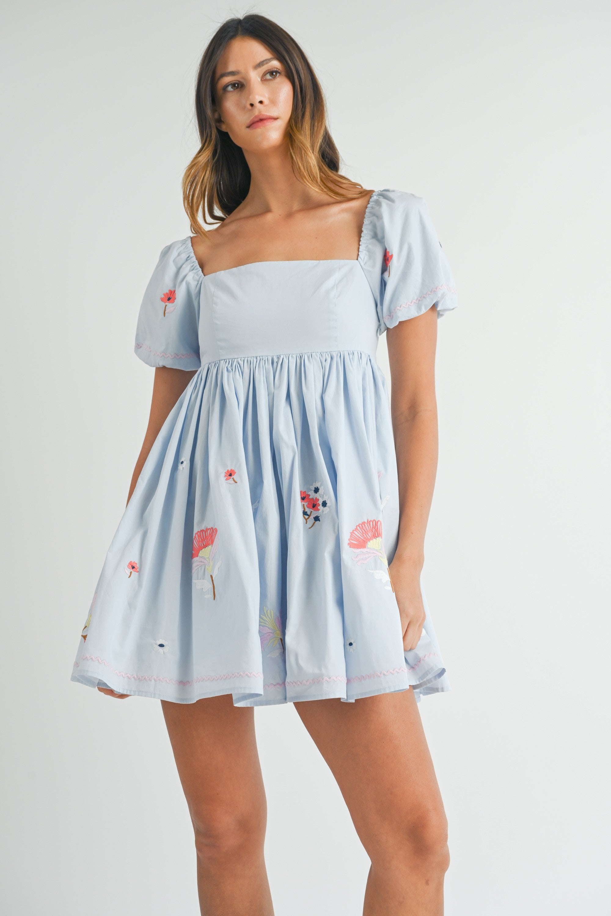 Embroidered Babydoll Mini Dress | Collective Request 