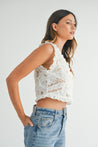 Embroidered Lace Button Down Crop Top | Collective Request 