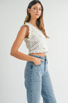 Embroidered Lace Button Down Crop Top | Collective Request 