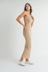 Taupe One Shoulder Cut Out Midi Dress | Collective Request 