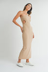 Taupe One Shoulder Cut Out Midi Dress | Collective Request 