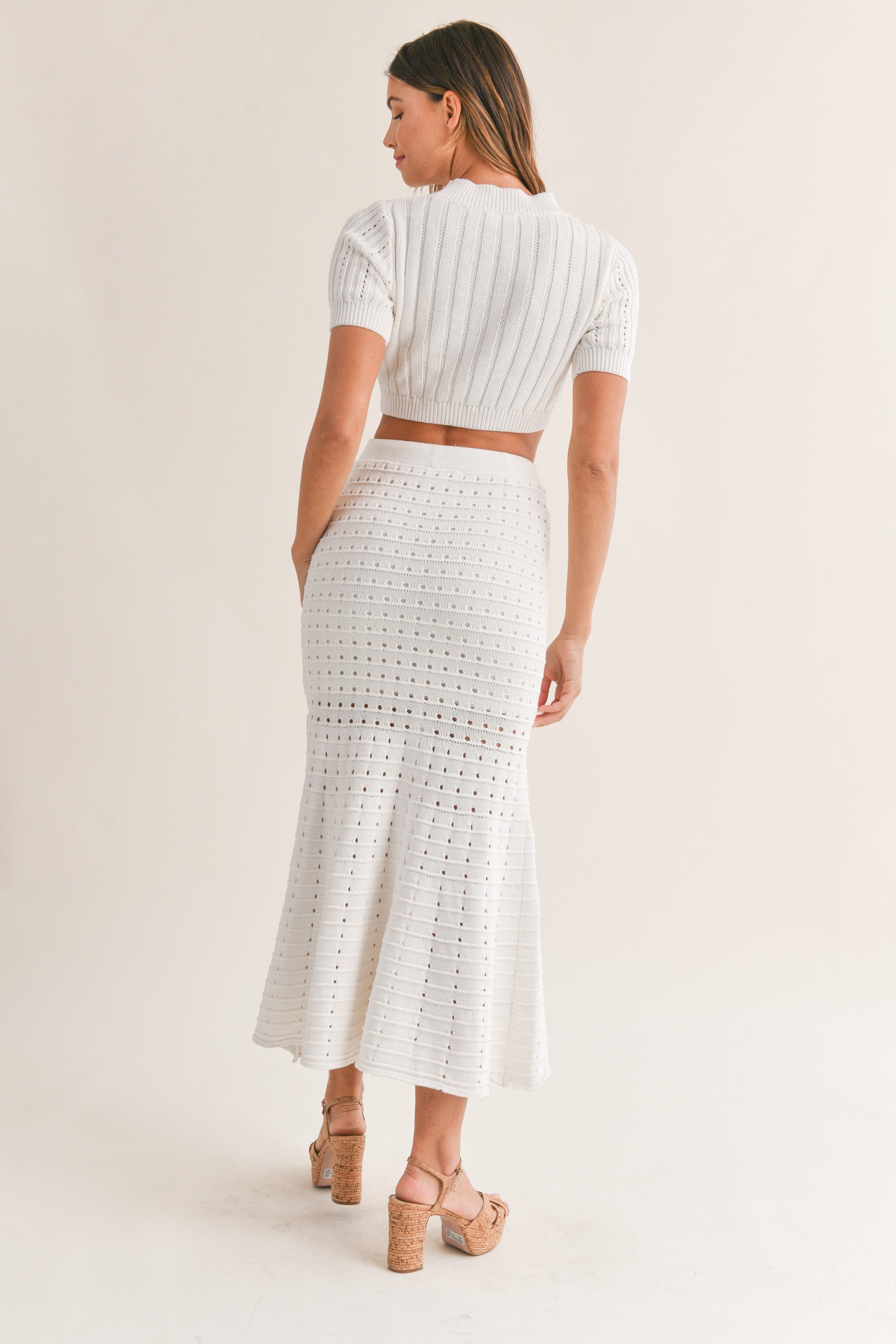 Off White Sweater Knit Crop Top & Maxi Skirt Set | Collective Request 