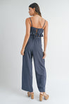 Navy Ruffle Hem Cami Top & Belted Paper Bag Pant Set | Collective Request 