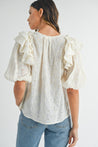 Lace Ruffle Shoulder Puff Sleeve Blouse | Collective Request 