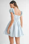 LT Blue Puff Sleeve Bustier Button Down Mini Dress | Collective Request 