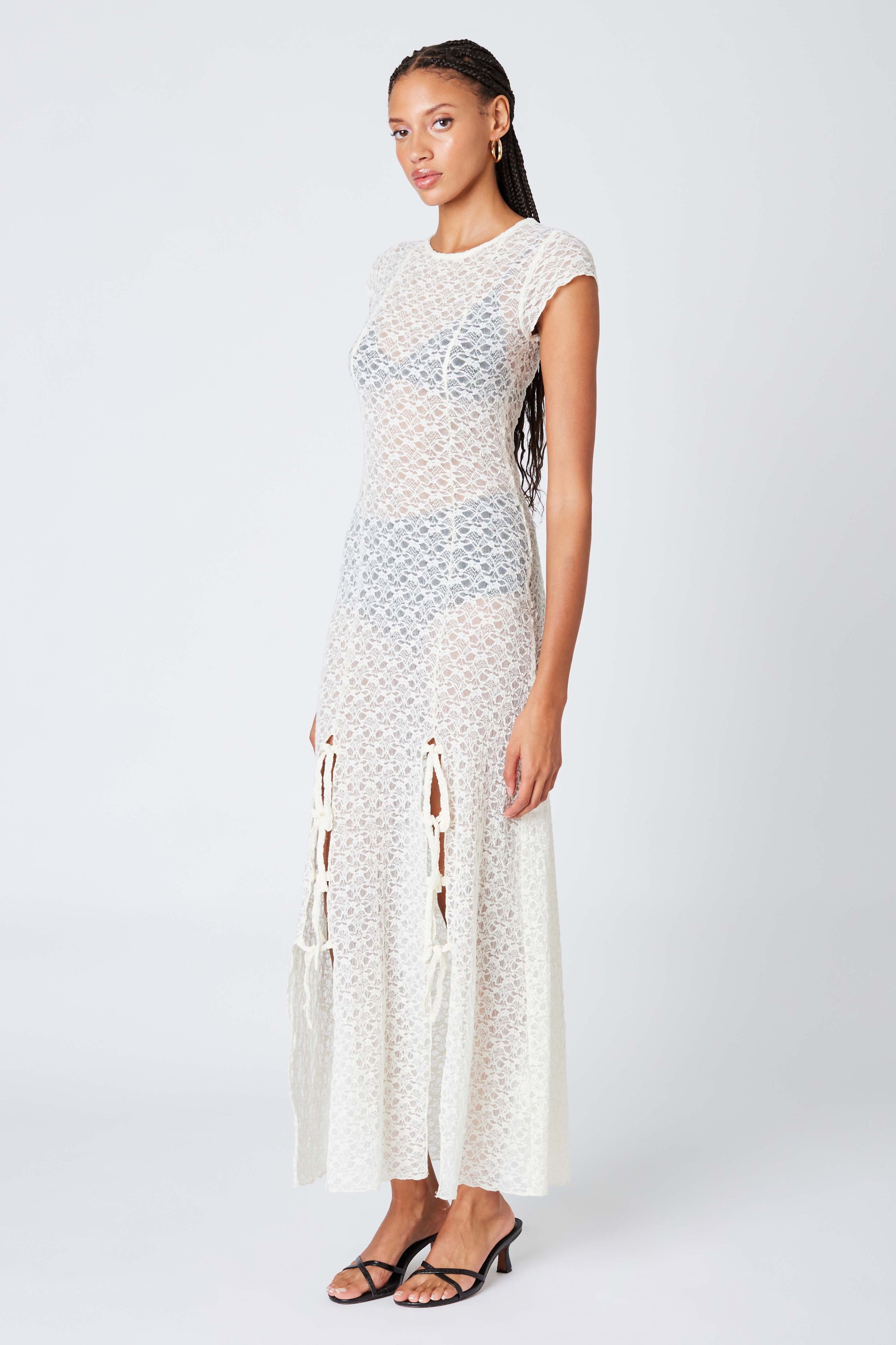 Ivory Lace See Through Maxi Dress