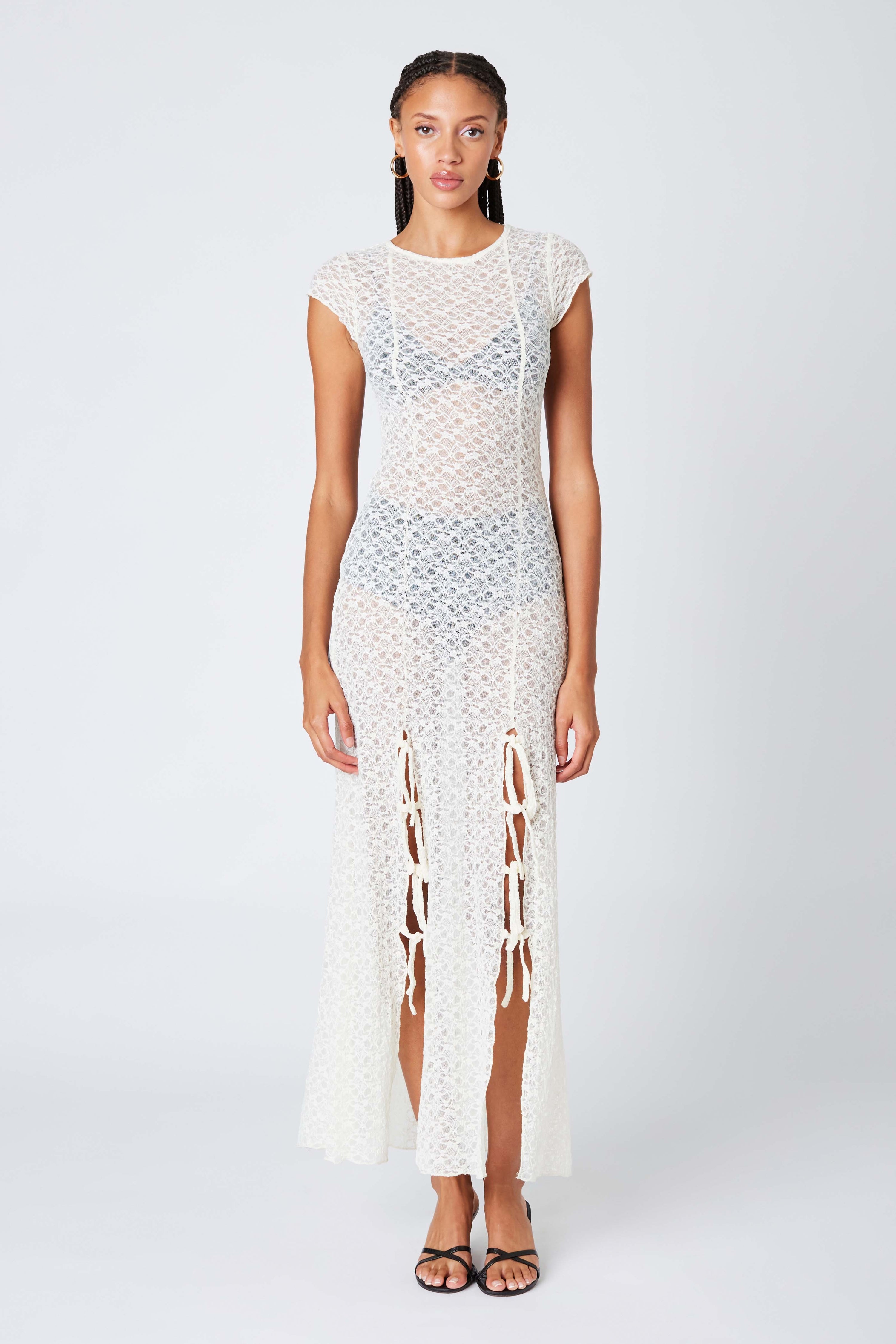 Ivory Lace See Through Maxi Dress
