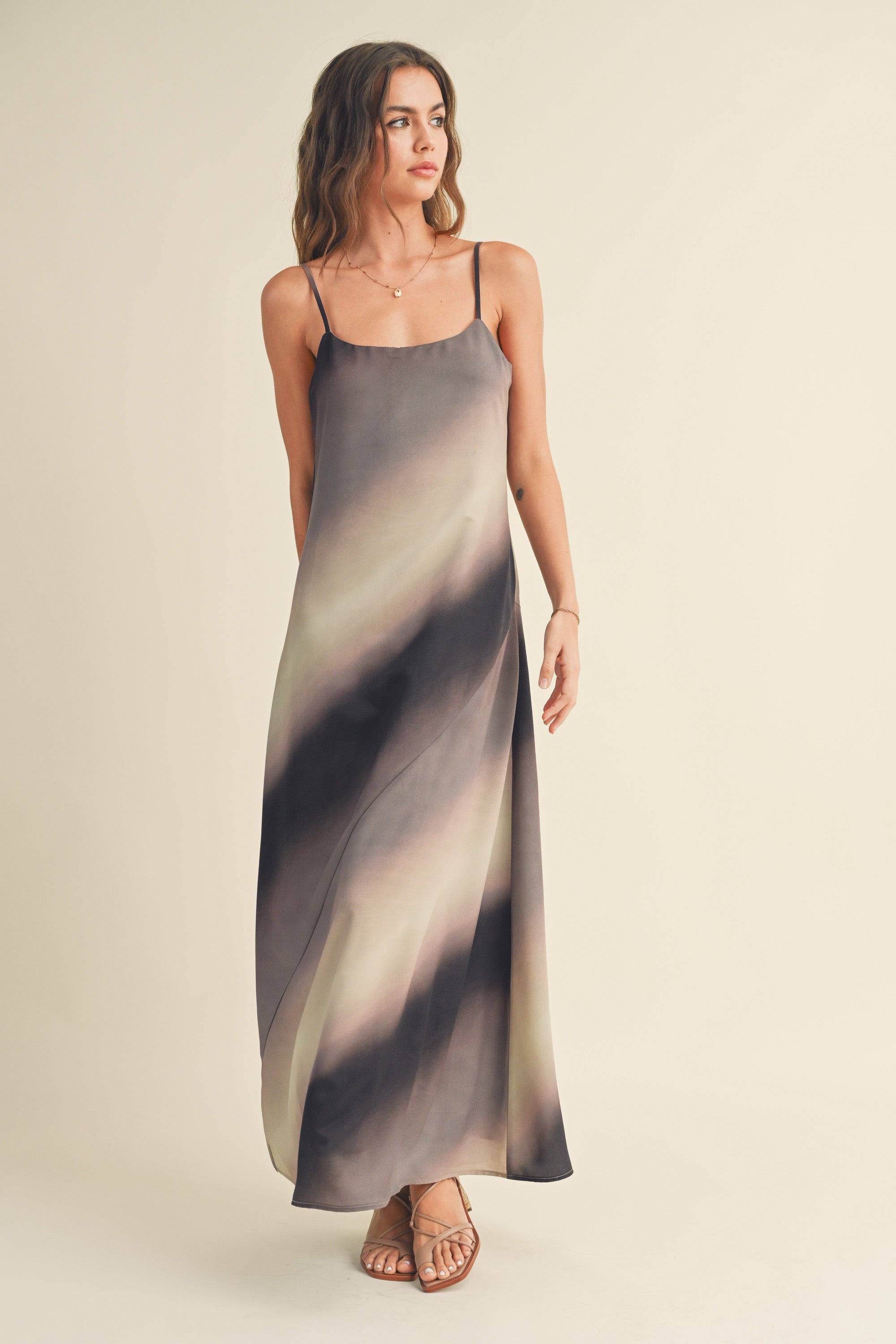 Brushed Color Print Maxi Dress | Collective Request 