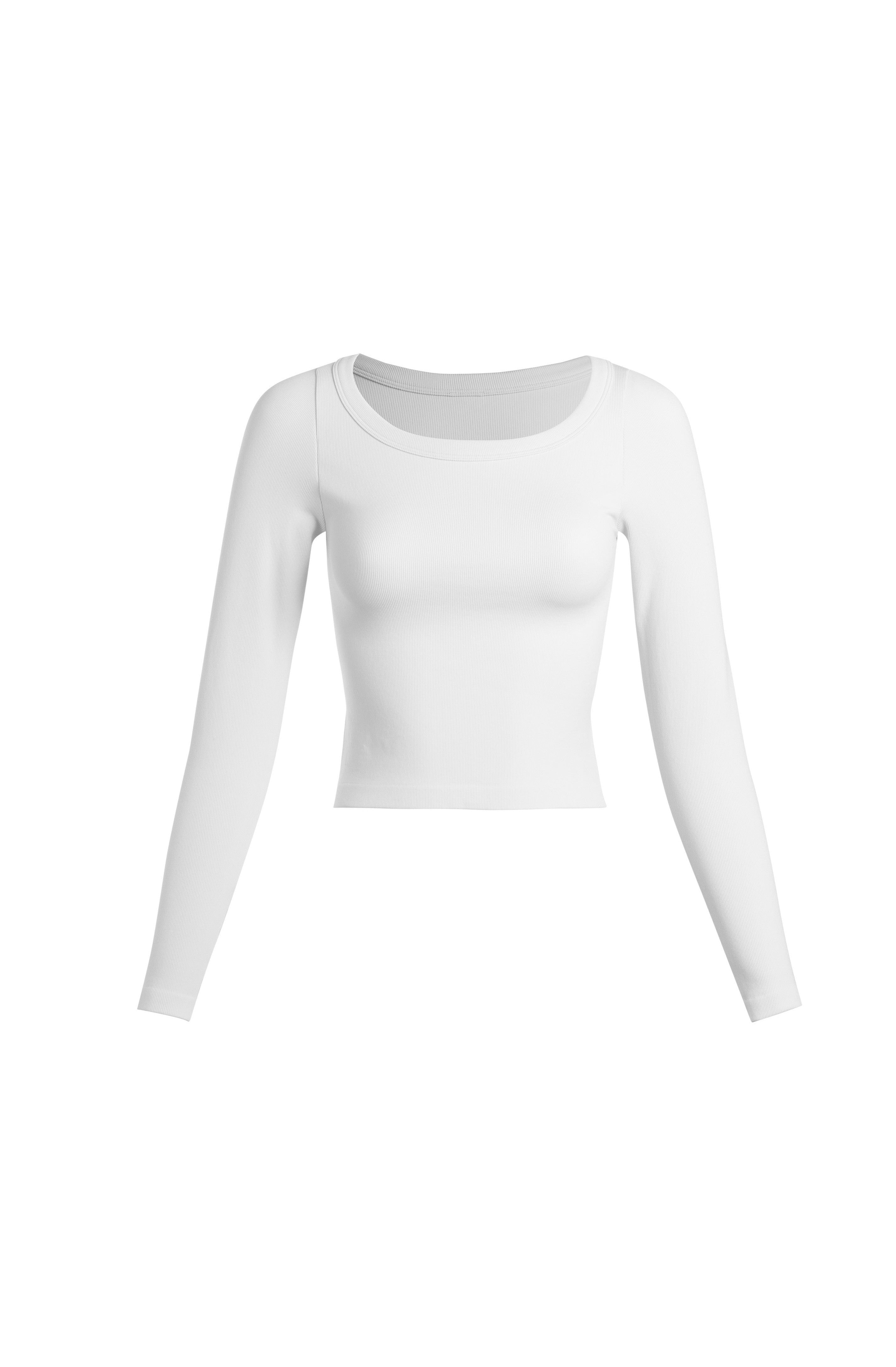 White Ribbed Wideneck Longsleeve  | Collective Request 