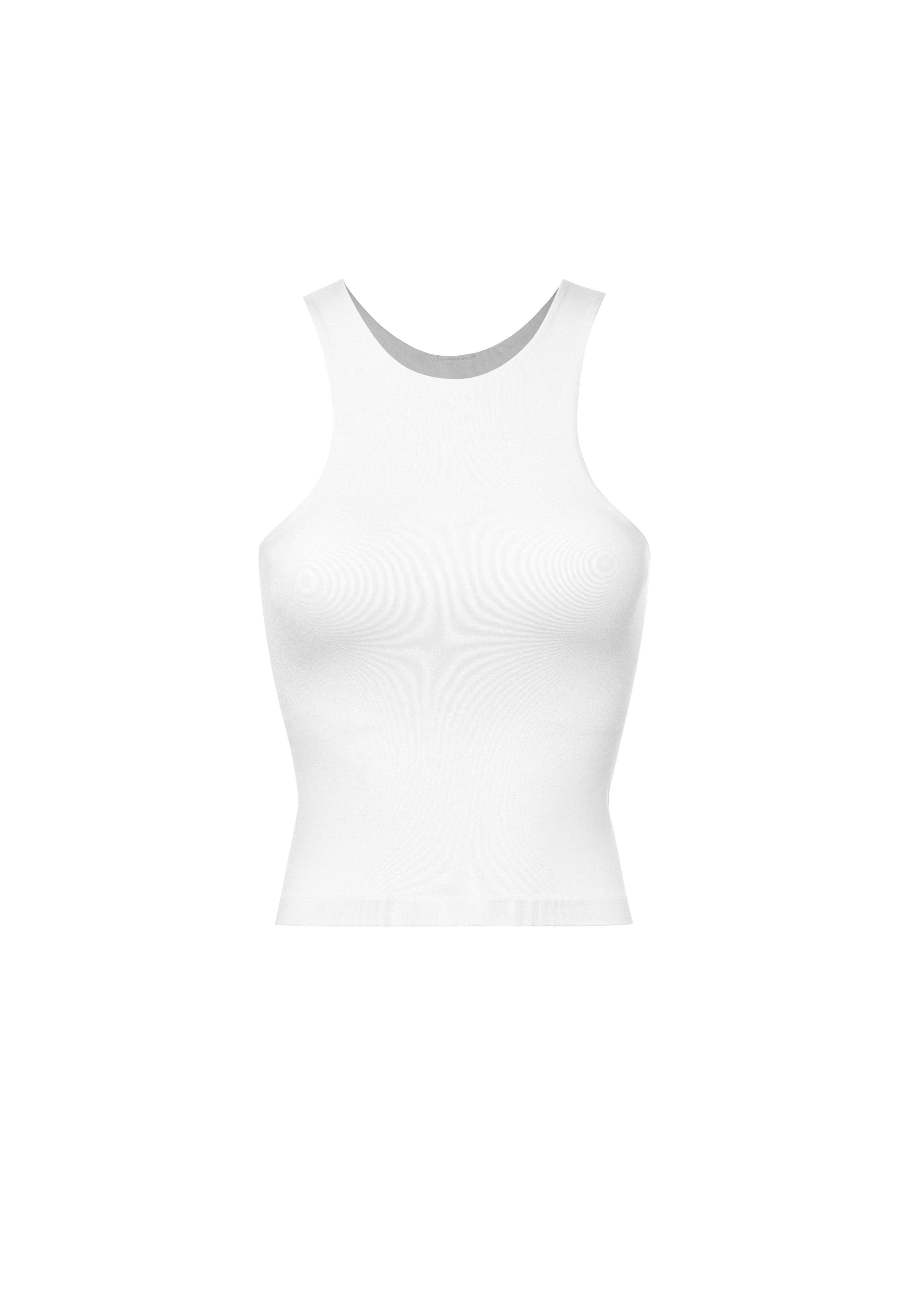 White Inner Lined Sleeveless Racer Tank | Collective Request 