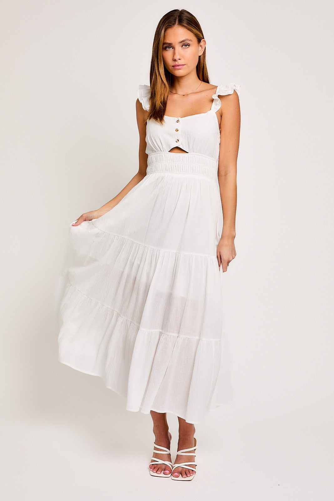 Ruffled Strap Tiered Maxi Dress