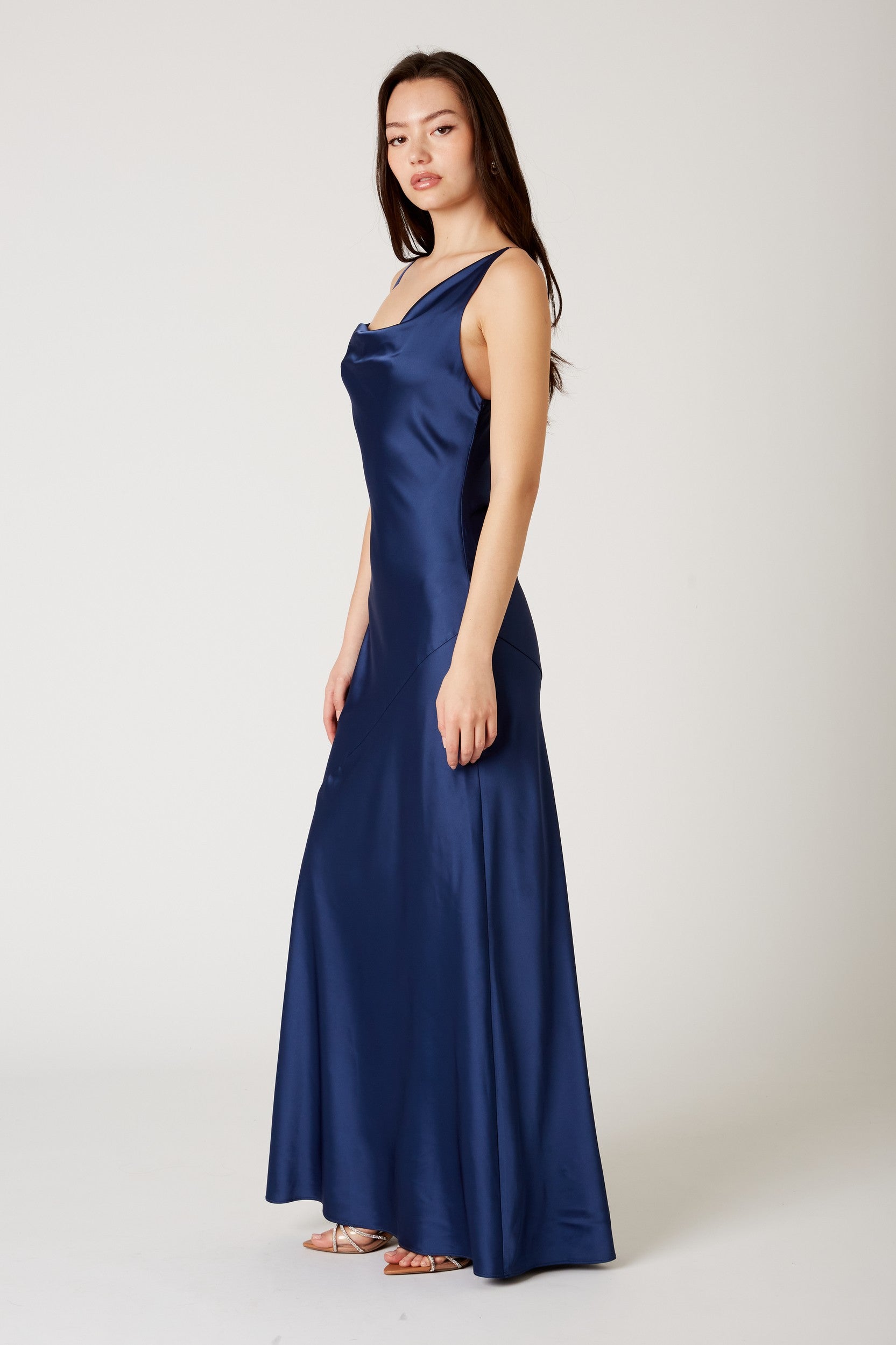Navy Satin Maxi Dress | Collective Request 