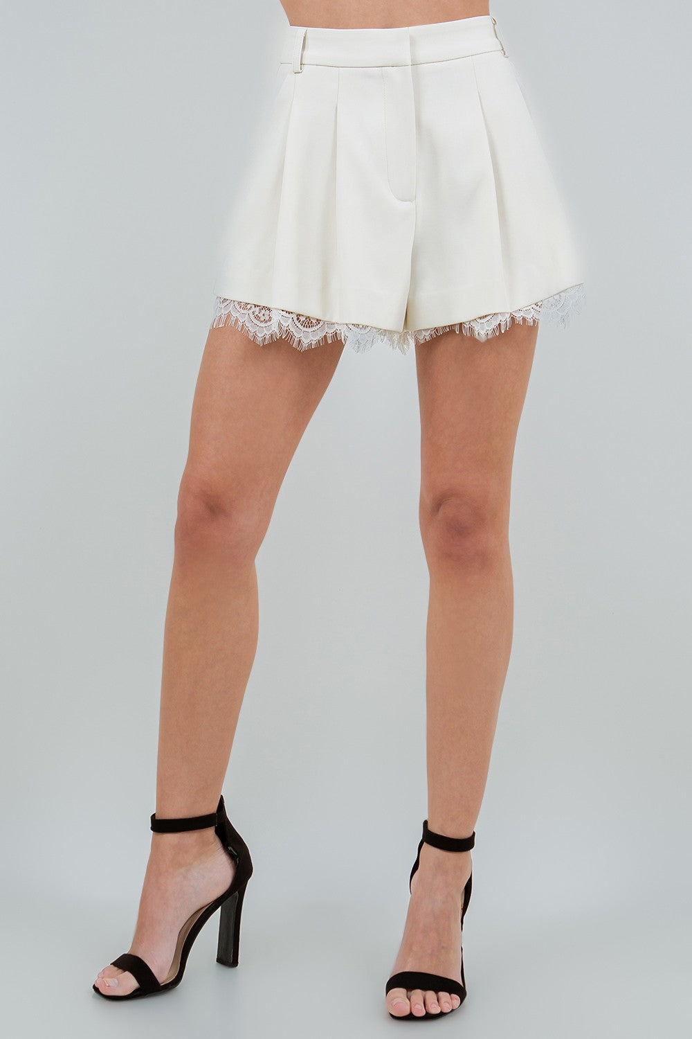 Beige Lace Trim Shorts | Collective Request 