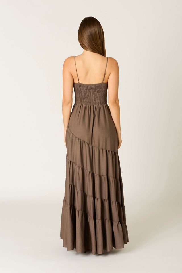 Chocolate Tiered Maxi Dress