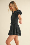 Black Lace Detail Ruffle Tier Mini Dress | Collective Request 