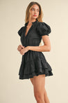 Black Lace Detail Ruffle Tier Mini Dress | Collective Request 