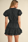 Black Lace Detail Ruffle Tier Mini Dress | Collective Request 