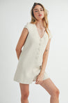 Taupe Button Down Knit Romper | Collective Request 