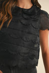 Black Scallop Embroidered Organza Blouse Top | Collective Request 