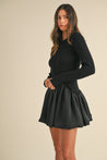 Sweater Combination Bubble Skirt Mini Dress | Collective Request 