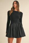 Sweater Combination Bubble Skirt Mini Dress | Collective Request 