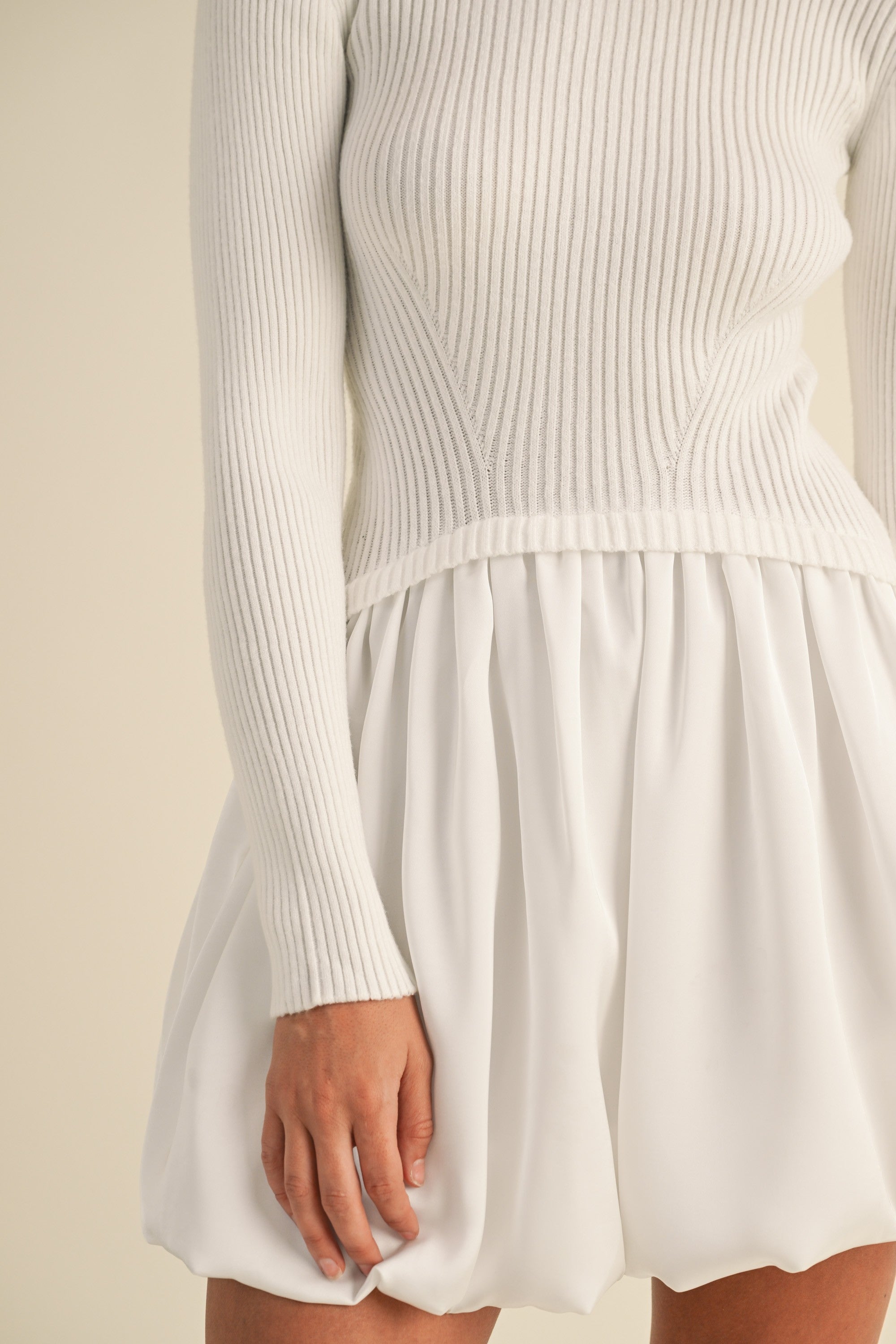 Sweater Combination Bubble Skirt Mini Dress | Collective Request 