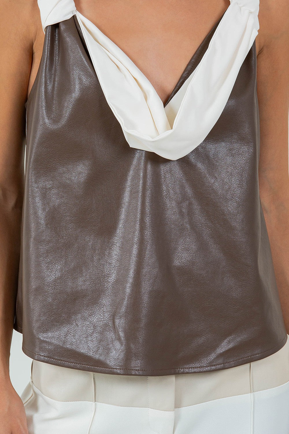 Contrast Drape Pu Tank Top | Collective Request 