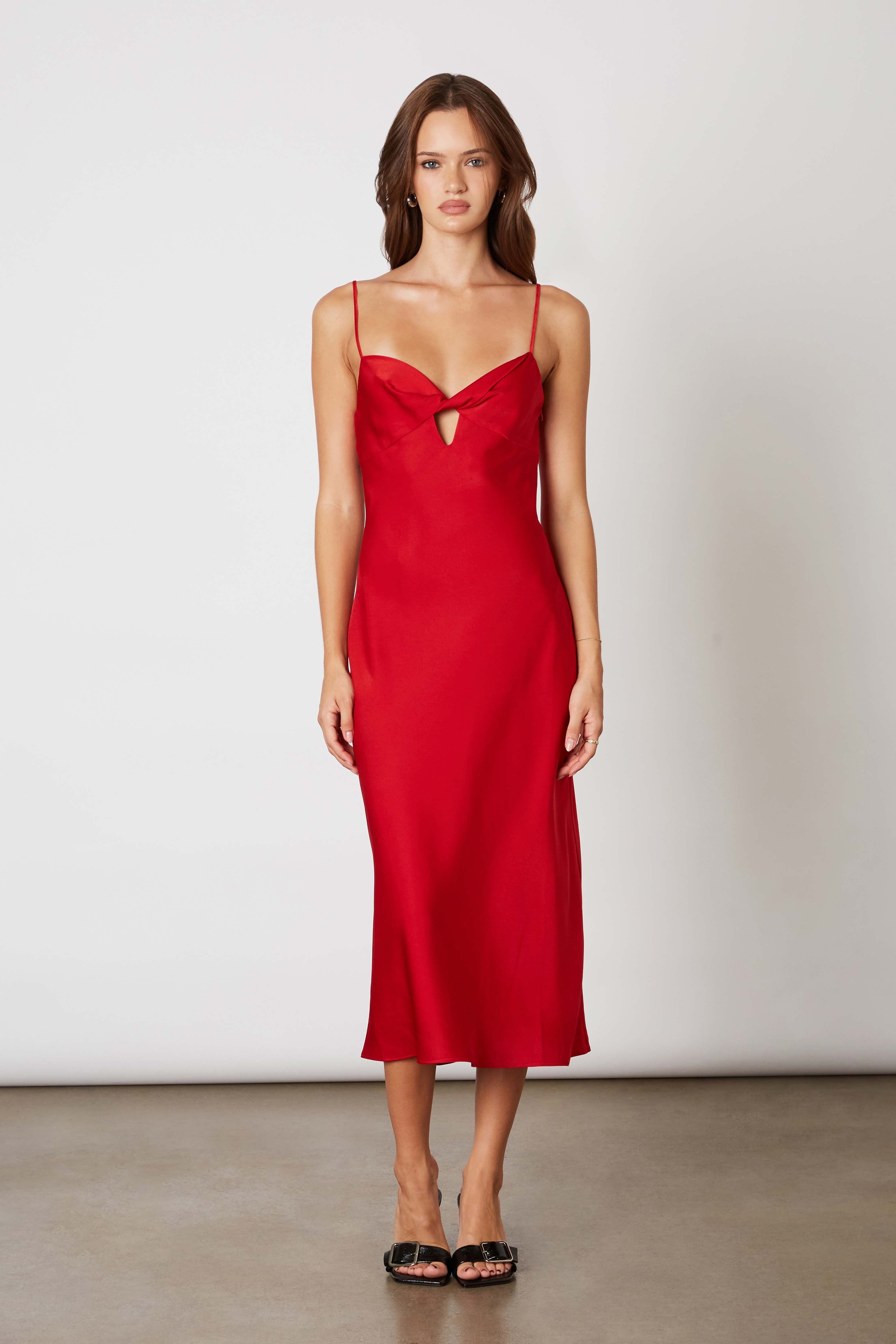 Red Satin Midi Dress | Collective Request 