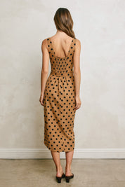 Polka Dot Tulip Hem Midi Wrap Dress
