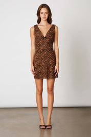 Mocha Leopard print mini dress