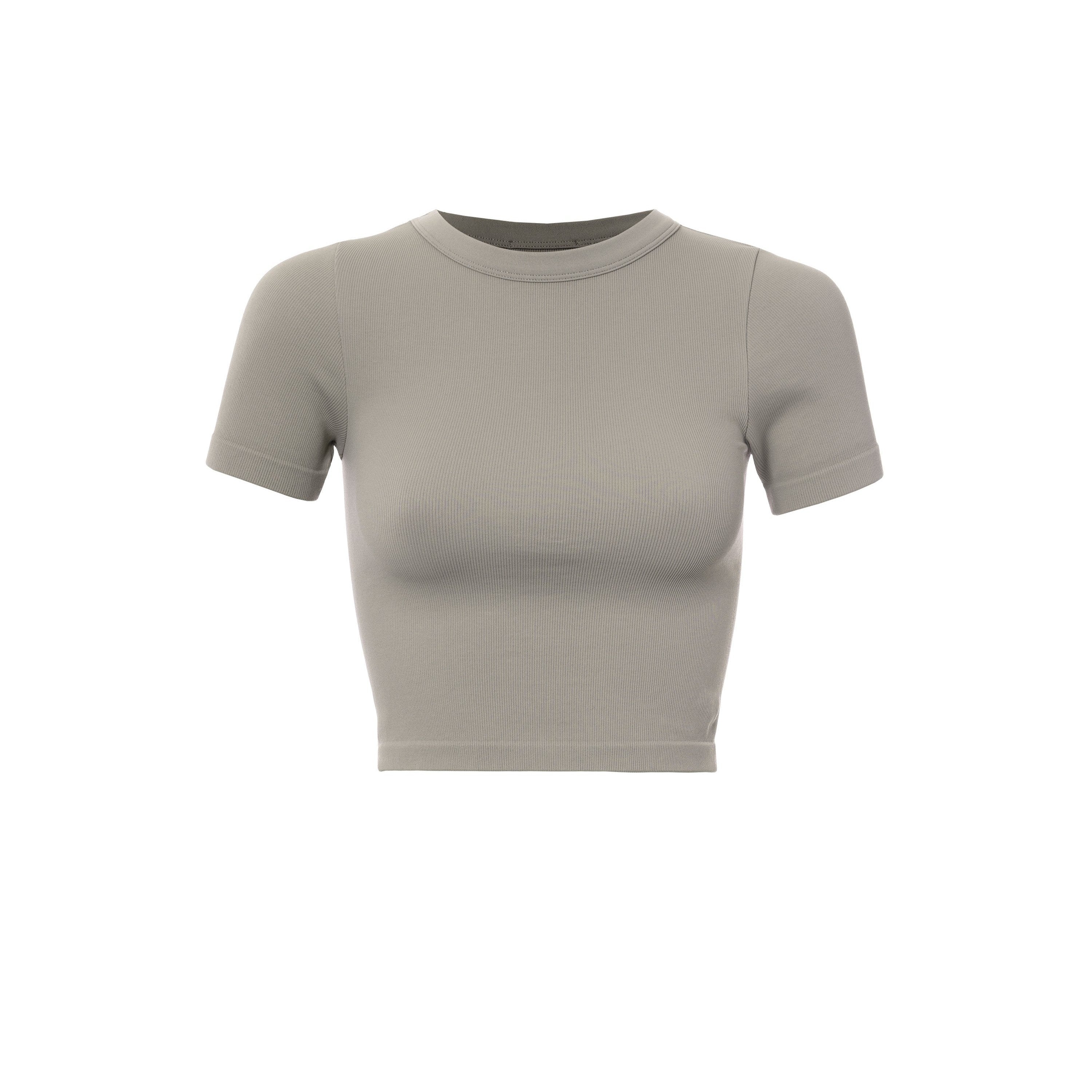Grey Rib Baby Crop Tee | Collective Request