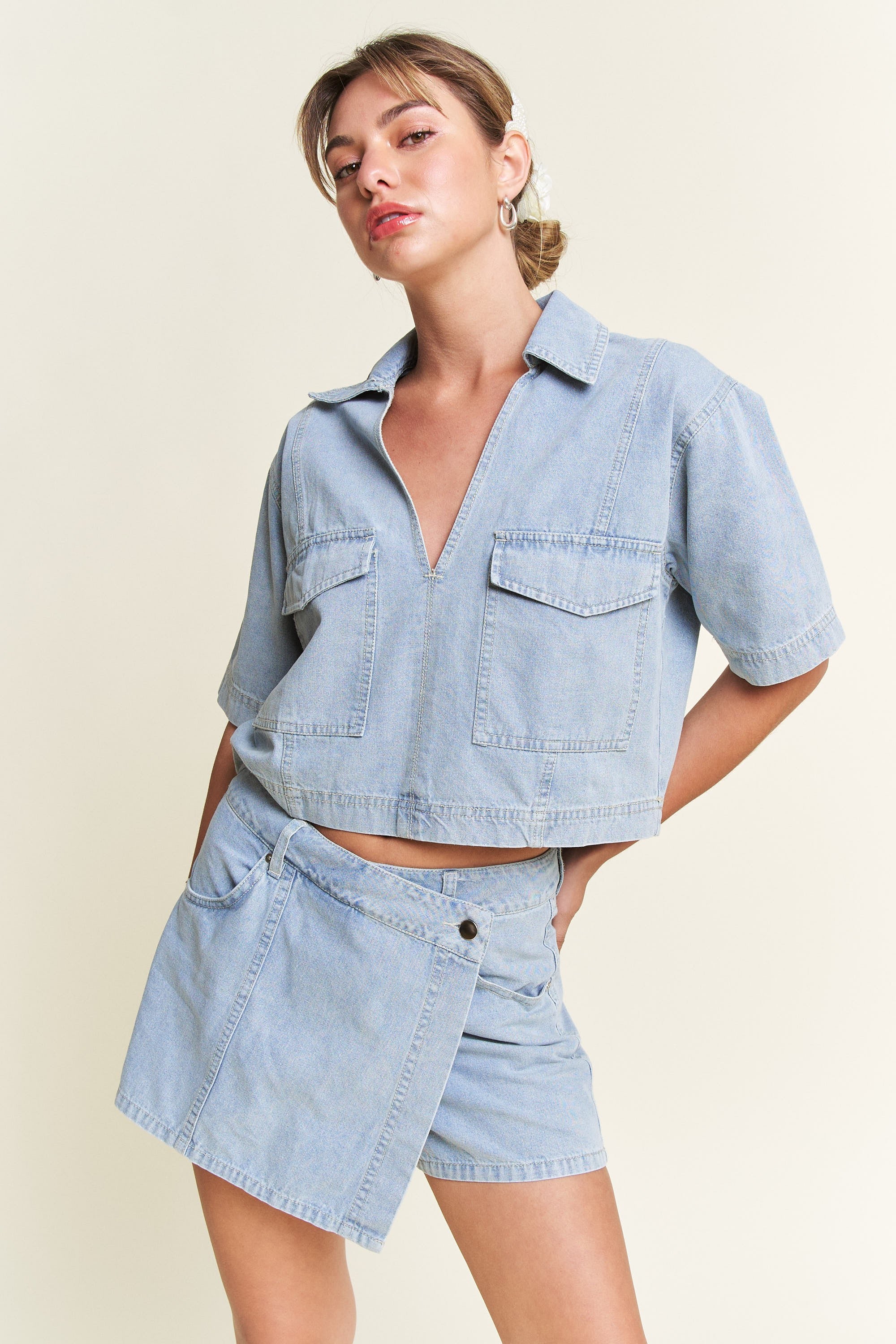 Light Washed Denim Top