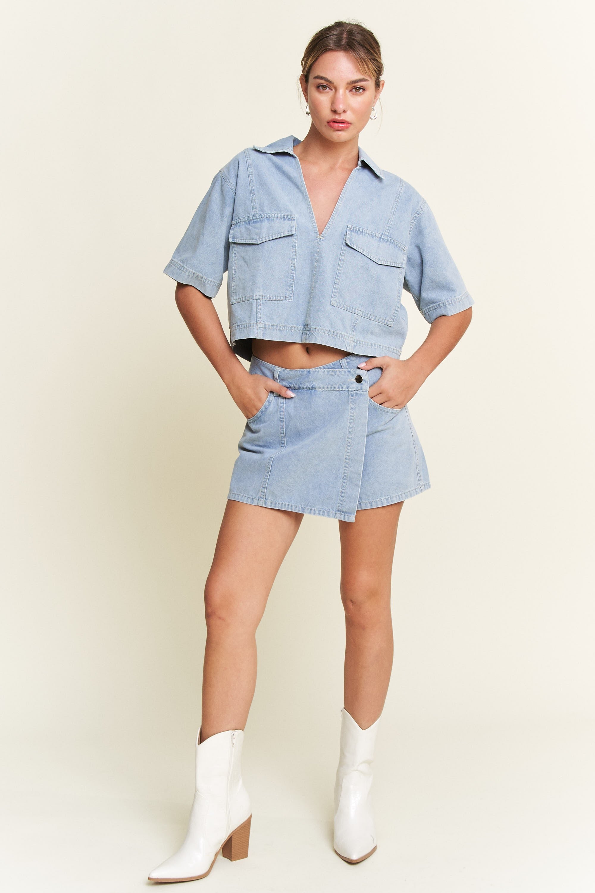 Washed Denim Skort