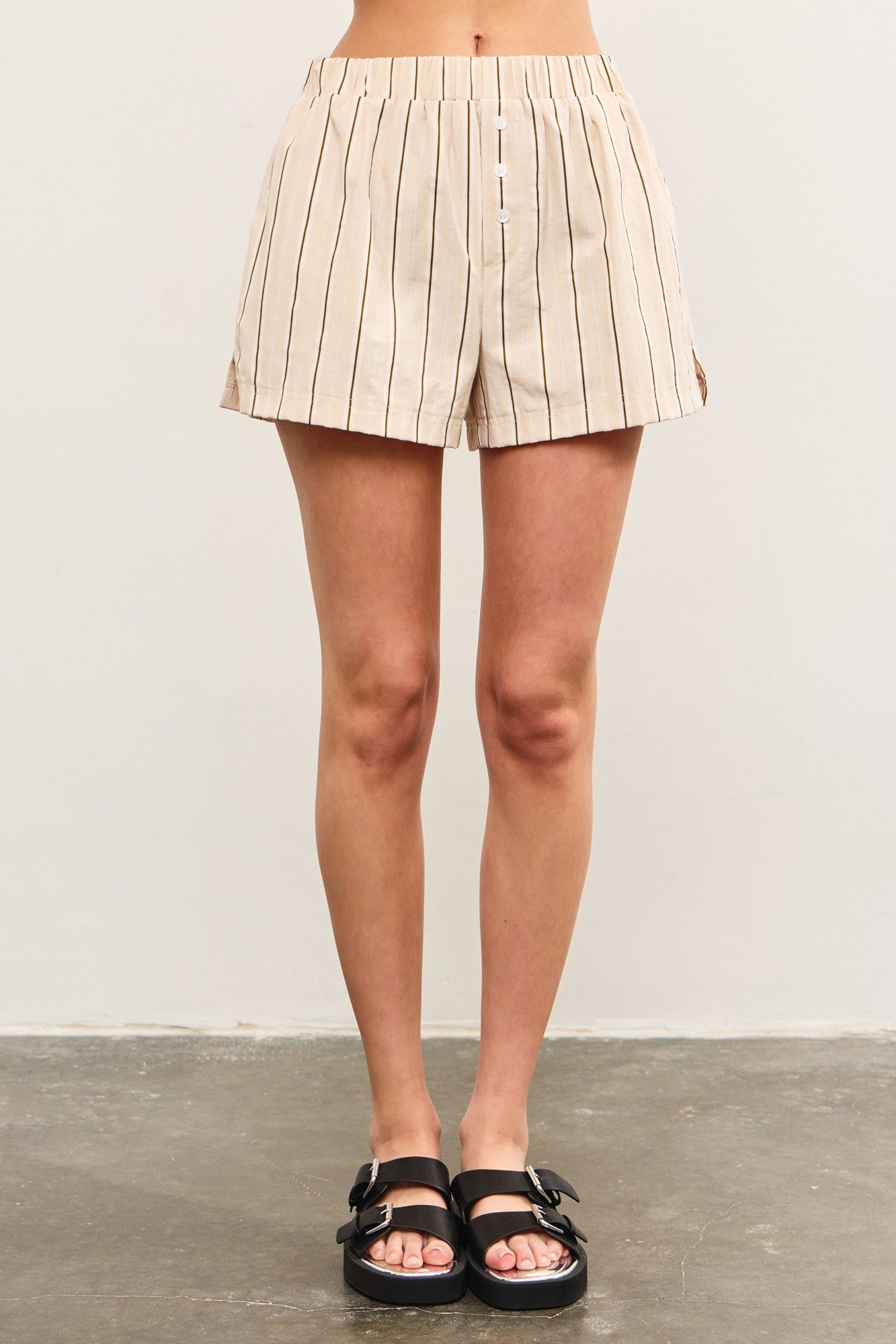 Button Front Striped Boxer Shorts