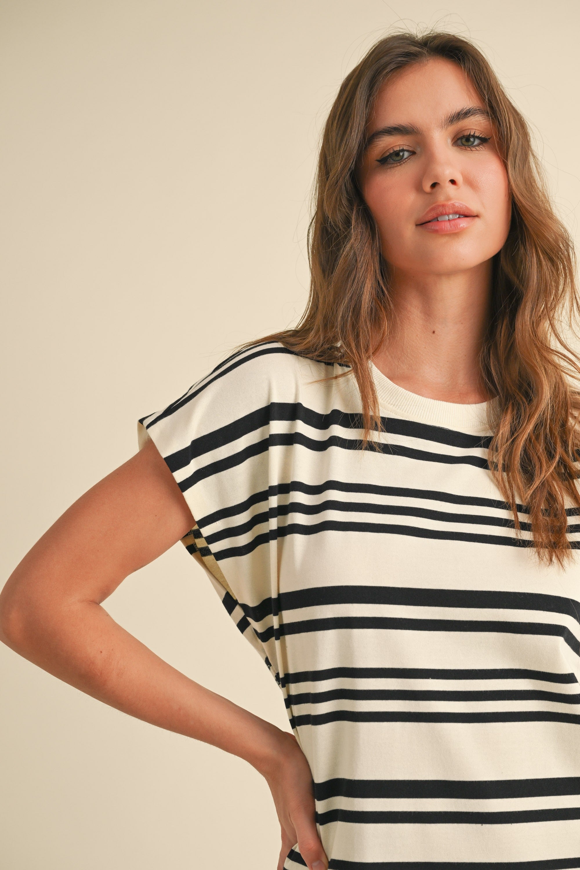 Striped Knitted T Shirt Dress