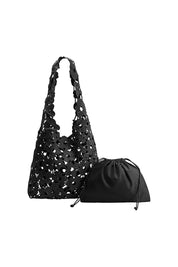 Aster Black Cotton Shoulder Bag