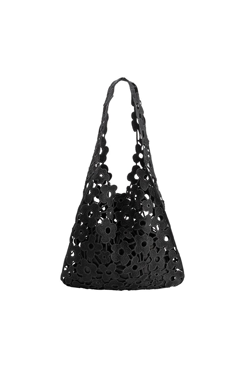 Aster Black Cotton Shoulder Bag