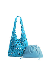 Aster Blue Cotton Shoulder Bag