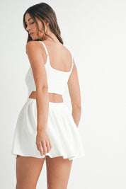White Soft Scuba Back Cut Out Romper