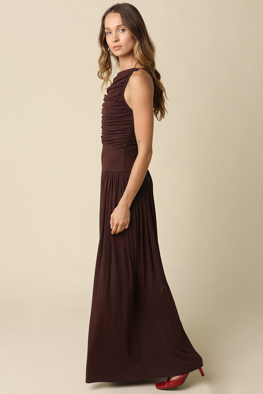 Brown Dot Maxi Dress