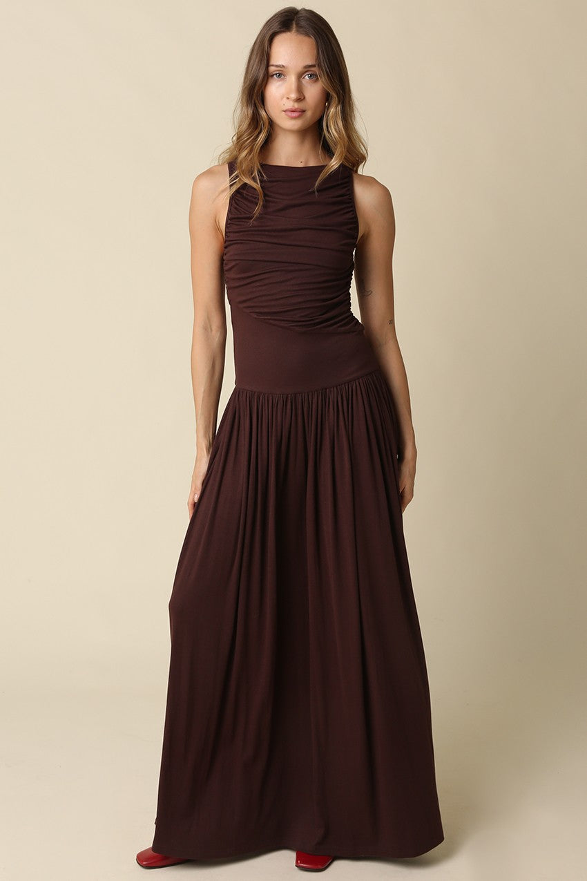 Brown Dot Maxi Dress