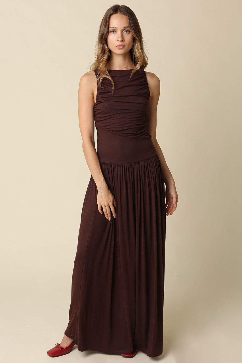 Brown Dot Maxi Dress