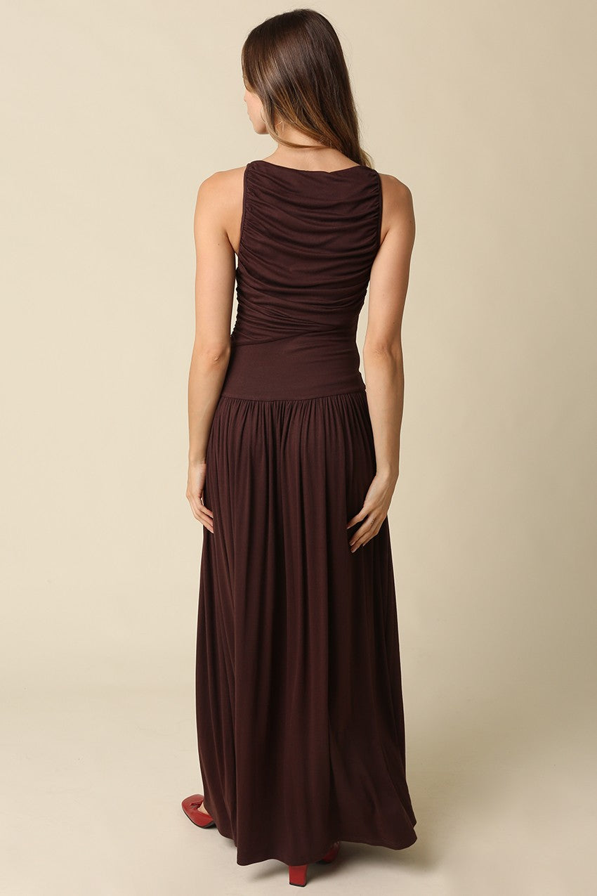Brown Dot Maxi Dress