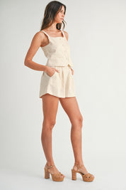 Linen Sleeveless Top And Short Set