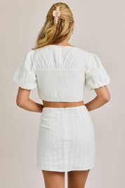 Puff Sleeve Top With Smocking Waist With Skirt