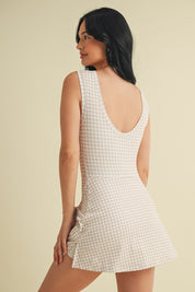 Beige Sleeveless Wrap Tie Front Dress